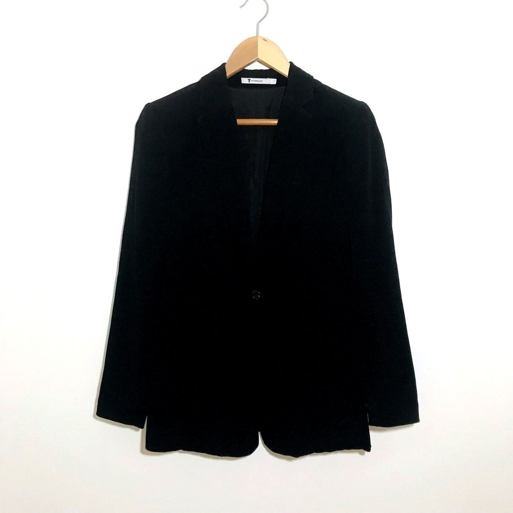 Alexander Wang Black Blazer Womens Size 4 Long Relaxed Fit One Button